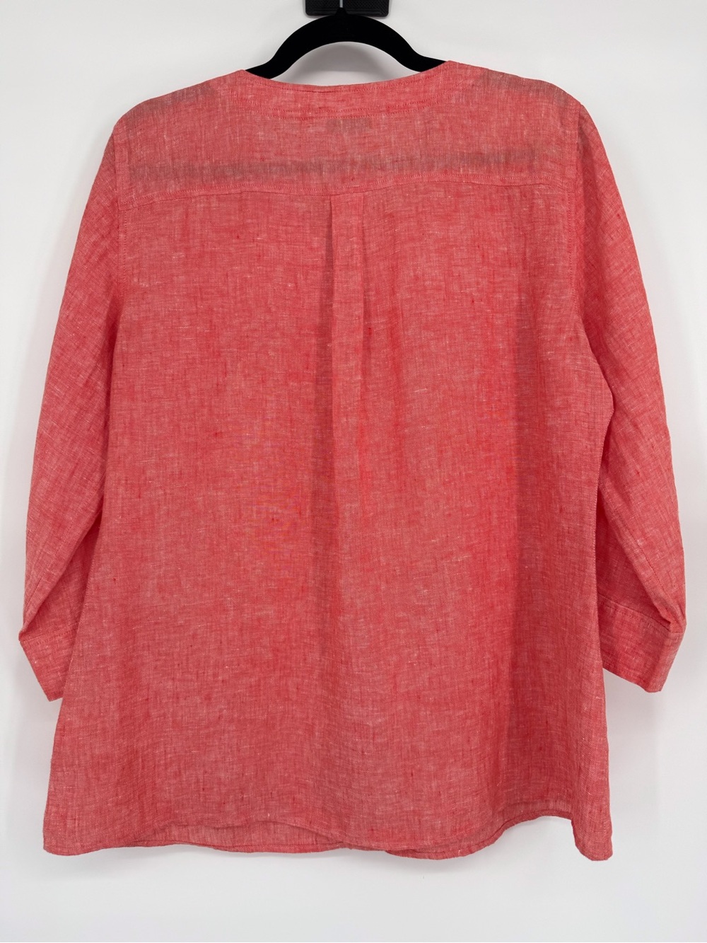 Orvis 100% Linen Utility Button Front Blouse Lightweight Coastal Coral Tunic - Picture 5 of 11
